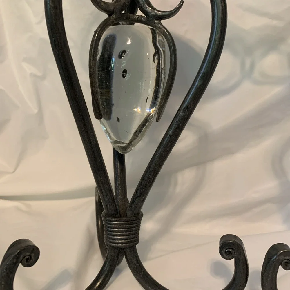Pair Of Pier 1 Wrought Iron Candlestick Holders Strawberry Teardrop - 12